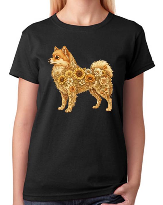 Floral Chihuahua Dog Artwork Ladies T-Shirt Cute Pet Art Tee