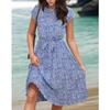 Women's Casual  Loose Print Pleated Waistband Dress Print Pleated Waistband Dress