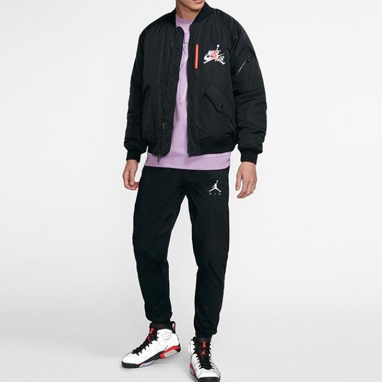 Jordan Wings MA-1 с логотипом и принтом, теплая свободная повседневная куртка-бомбер на молнии, мужские куртки черного цвета AV2599-010