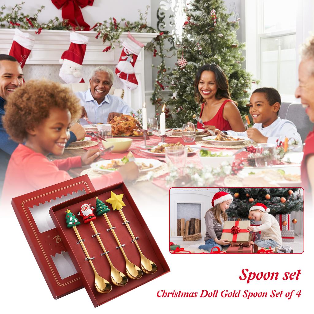 4pcs/set Christmas Cutlery Cartoon Festive Flatware Dining Table Accessories *