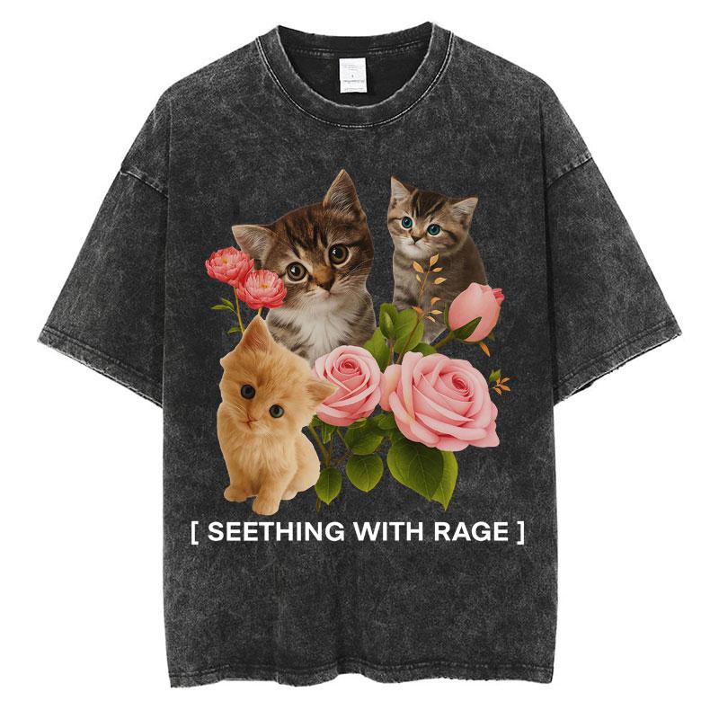 Wash I Survived Todays Tummy Ache Funny Cat Meme T Shirt Men Women Personality Fashion Tshirt Cotton Casual Oversized T Shirts