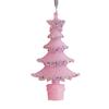 Pink Glitter Christmas Ornaments Acrylic Bow/Bell/Tree/Ballerina Hanging Decorations for Xmas Tree Holiday Party Decor