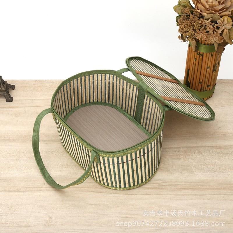 Traditional Bamboo Storage Basket With Handcrafted Design For Kitchen Organization