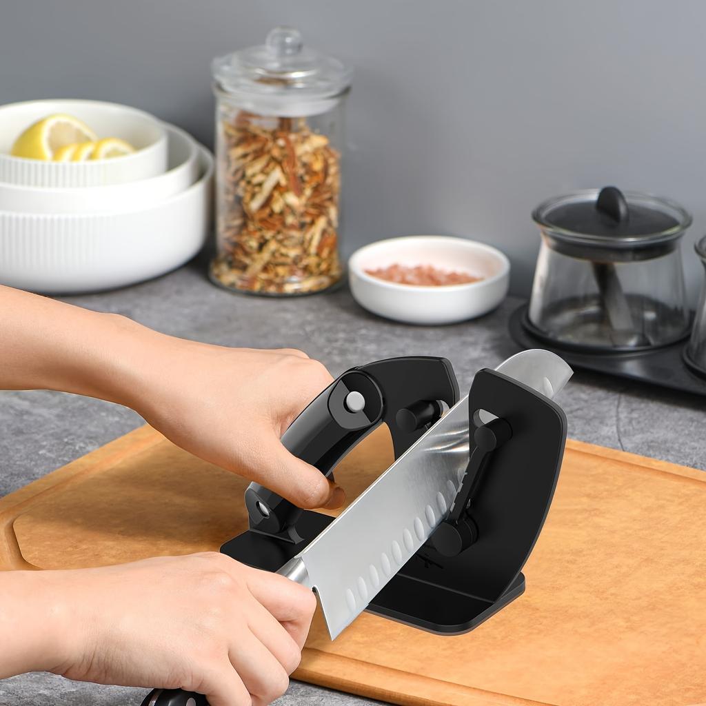 Premium Knife Sharpener with Ergonomic Handle - Restore Dull Blades with Tungsten Carbide for Steel Knives!