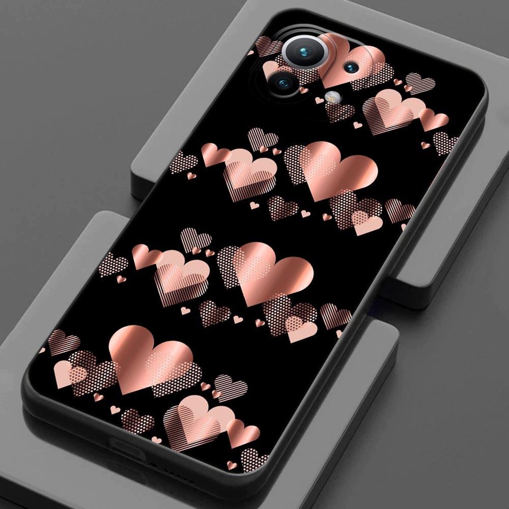 Розовые Блестящие Сердца Трава Лист Для Xiaomi 15 Ultra 11T 12T 13T 14T Pro Чехол для Телефона Mi POCO X7 M7 F7 Pro F5 F6 X3 X5 X6 Обложка