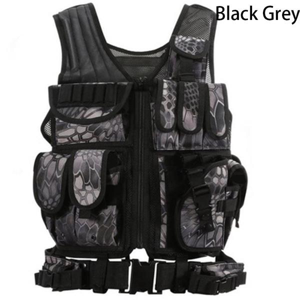 Men Military Tactical Vest Multi-pocket Detachable Army Combat Vest Adult/kid Hunting Jacket CS Airsoft Paintball Game Protective Gear