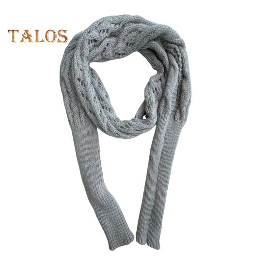 Вязаный шарф с косами и рукавами, однотонный ажурный узор для вязания крючком, женский шарф-шаль, свитер в стиле бохо