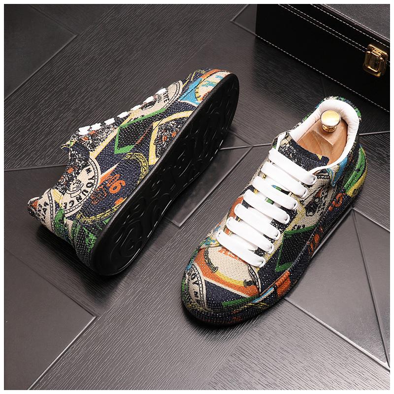 Мода Новые Мужские Роскошные Стразы Металлическая Пластина Платформа Высокие Топы Повседневные Лоферы Мужские Рок Панк Лоферы Кеды для Скейтборда Zapatos Hombre