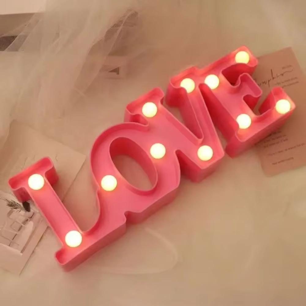 Warm Light LED Night Light Plastic Material Heart Marquee Lamp Table Lamp Valentine's Day