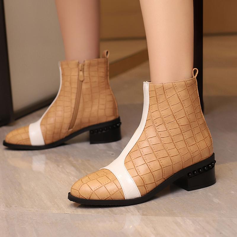 Krazing Pot Полиуретановые осенне-зимние туфли 47 размера 48 размера 49 размера 50 смешанные цвета сексуальные ботинки с круглым носком на молнии сохраняющие тепло ботильоны