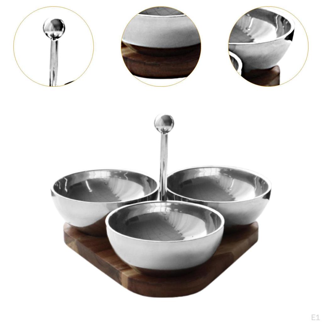 Сервировочная миска с 3 отделениями, легко моется, нержавеющая, треугольная, для подачи конфет и закусок