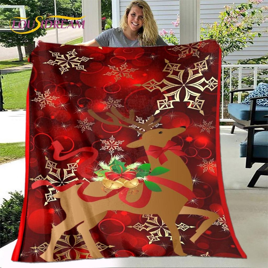 Одеяло с рисунком из мультфильма «С Рождеством и Новым годом», фланелевое одеяло, мягкое теплое одеяло для гостиной, спальни, кровати, дивана, подарок