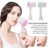 2-In-1 Face Cleansing Brush Double-sided Silicone Soft Bristles Makeup Removal Exfoliating Deep Pore