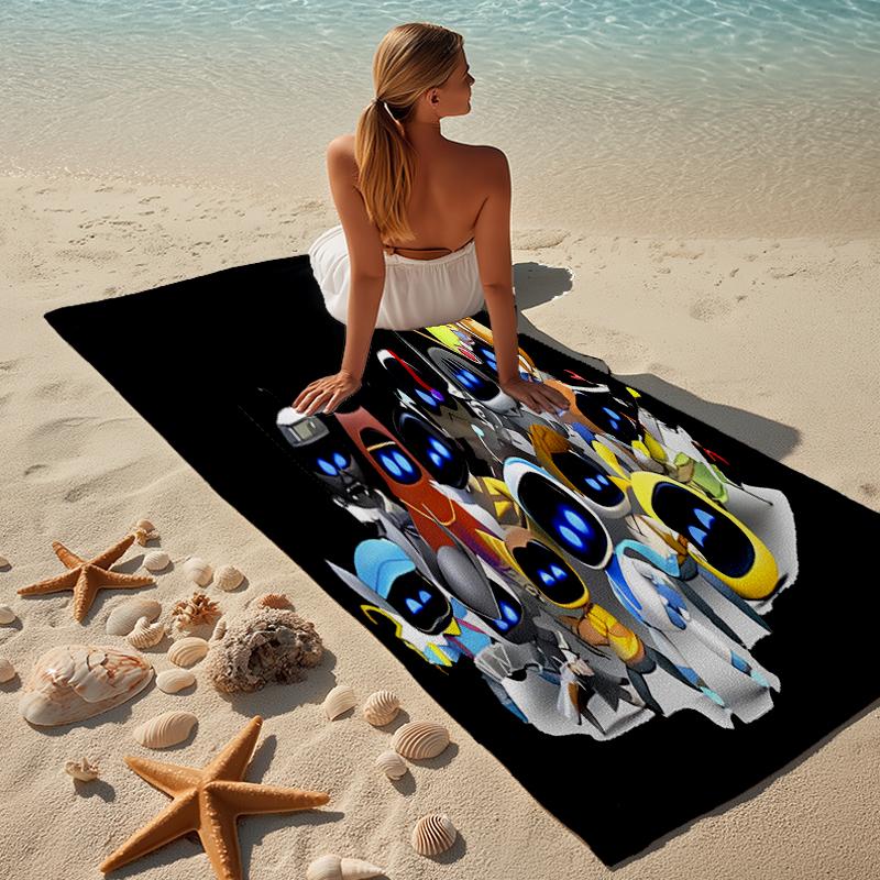 proof beach towel with a Astro Bot pattern - soft,absorbent,quick-drying,machine washable - perfect for swimming,camping,bathing