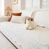 Leaf Floral Cotton Quilted Dog Couch Cover for Sofa Farmhouse Rustic Embroidered Sectional Couch Cover Soft Anti-Slip Sofa Slipcover Furniture