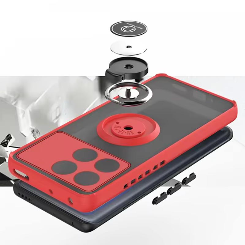 Translucent Shockproof Hard Case with Metal Stand for Poco X7 Pro X6 Pro C75