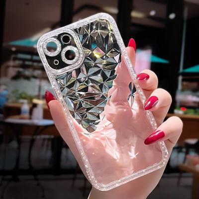 Чехол для телефона с кристаллическим блеском и ромбовидным узором для iPhone 13 12 11 Pro Max X XR XS Max 14 Pro, прозрачная противоударная мягкая задняя крышка