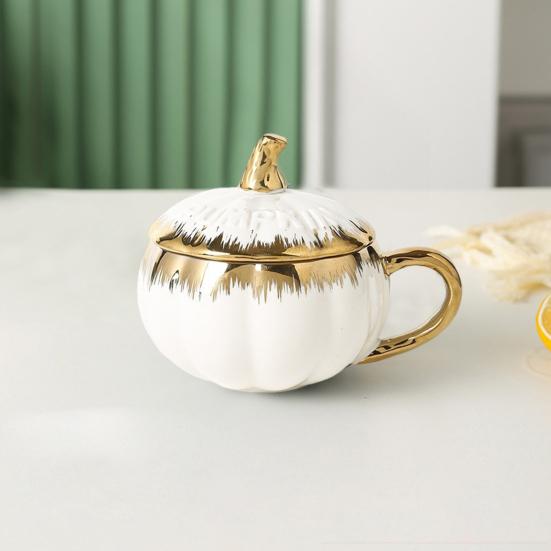 300 мл Тыквенная кружка с крышкой Осенняя кофейная кружка Кружки на День благодарения Тыквенная керамическая кофейная кружка Милые чашки для чая и кофе на день рождения Жены Мамы Девочки Друзья