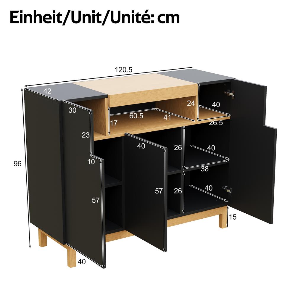 Sideboard, Three Doors, Suitable for Living and Dining Room, Multifunctional Storage Furniture.
