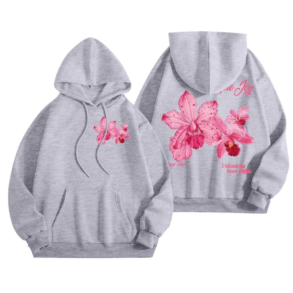 Women's Fashionable Loose-fitting Casual Long-sleeved Hooded Printed Sweatshirt