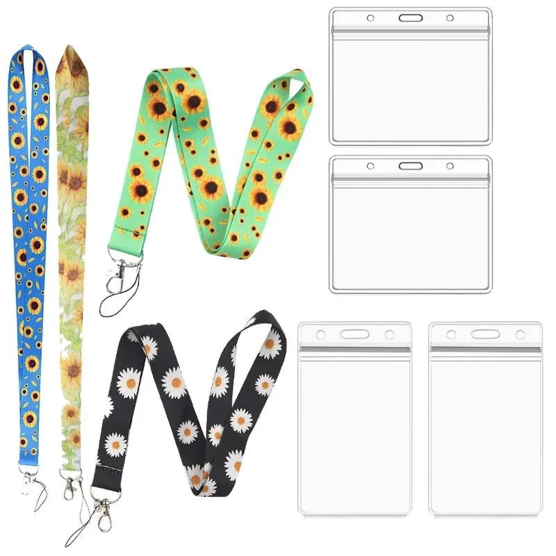 Employees ID Card Name Badge Holder Neck Strap Lanyard Staff Work Card Pass Access Student Bus Card Sleeve Identity Badge Clip