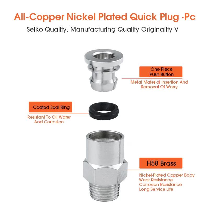 Brass Nickel Plated Push in Pneumatic Connectors BSPT M5 1/8'' 1/4'' 3/8'' 1/2'' Quick Connector Release Air Fitting car Pressure Regulators 5