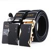 Мужской ремень с автоматической пряжкой из сплава, подарочный набор, деловой, двухслойный кожаный ремень
