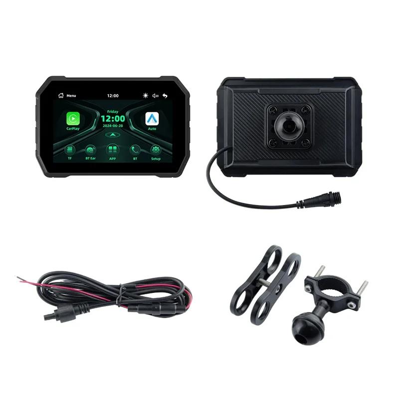 5-дюймовый Moto Беспроводной CarPlay Android Auto Мотоциклетный GPS-навигационный дисплей Мотоциклетный Bluetooth 5.0 Мультимедийный плеер Водонепроницаемый