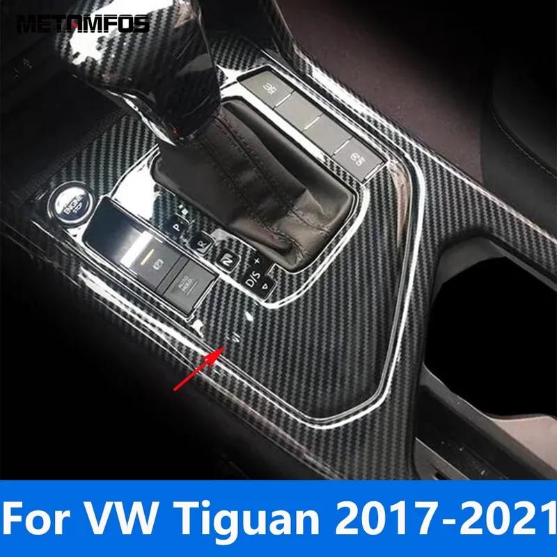 For Volkswagen VW Tiguan 2017-   Carbon Fiber Center Console Gear Shift Box Panel Cover Trim Interior Accessories