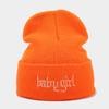 Korean Fashion Babygirl Embroidered Letter Knitted Hat Women's Trendy Round Machine Cold Hat Autumn Winter Street Hat