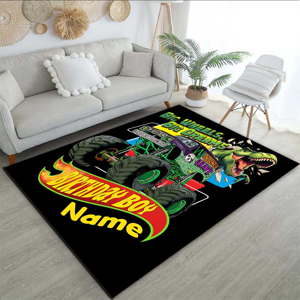 Truck Racing2 Customize your name rug, office chair cushion, home bedroom living room gift.