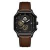 New Handsome Square Large Dial Temperament Low Profile Men's Belt Watch Personalized Design Quartz Watch