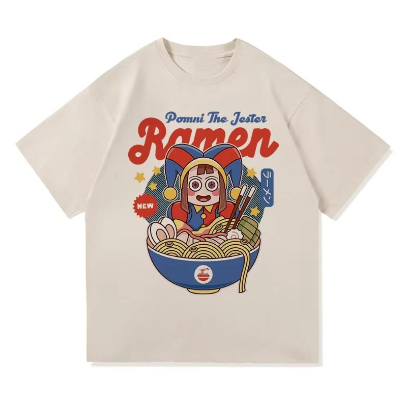 Футболка Amazing Digital Circus Jax Ramen, модная женская футболка Caine Pomni, футболка унисекс с милым кроликом и лапшой, хлопковая футболка.