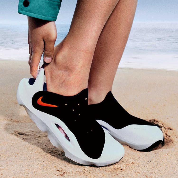 Nike Aqua Swoosh Sandal GS Black Hyper Orange Kids Sneakers Green-Strike White FV6363-001