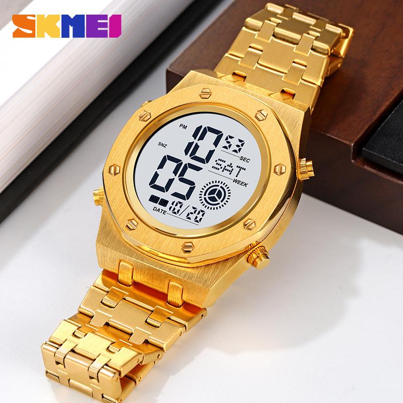 Moment Beauty 2024 Новые мужские спортивные часы Многофункциональные водонепроницаемые электронные часы из нержавеющей стали со светодиодами