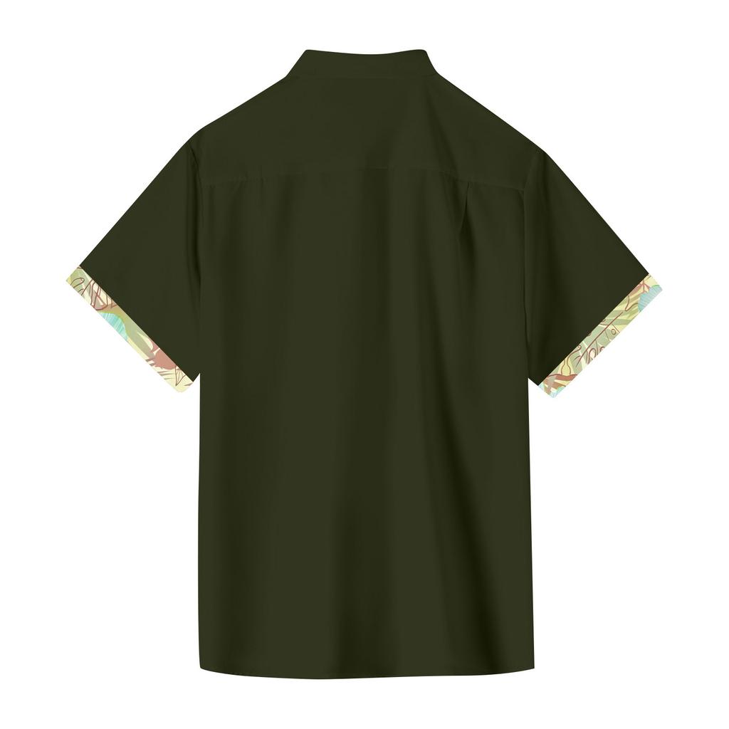 Гавайская рубашка для мужчин, мужские винтажные рубашки для боулинга на пуговицах, летняя пляжная рубашка с коротким рукавом