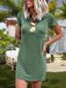 Women's Crew Neck Short Sleeve T Shirt Dress Solid Mini Dress with Pocket
