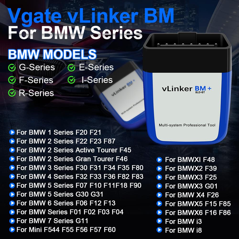 Vgate VLinker BM для BMW E/F/G/R/I серии диагностический сканер Bluetooth 4,0 для Andorid/IOS OBDII OBD II BM +