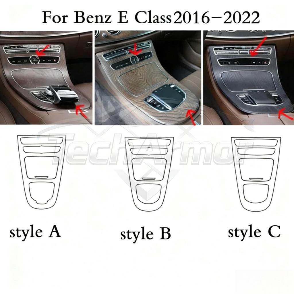 GMO3 Carbon Fiber Car Protective Film For Mercedes Benz E-Class W213 2016-2022 Center Console Gear Shift Panel Protector Cover Trim