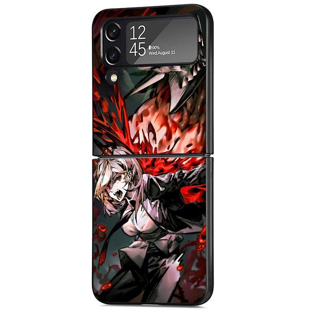 Чехол-мультфильм аниме Chainsaw Man для Samsung Galaxy Z Flip 4 Z Flip 3 5G ZFlip3 ZFlip Flip4 Flip3 ZFlip4 Черные чехлы Funda