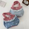 Sweet Fresh Lace Handbag Korean Style Cute Coin Purse Vintage Denim Plaid Handbag  Students
