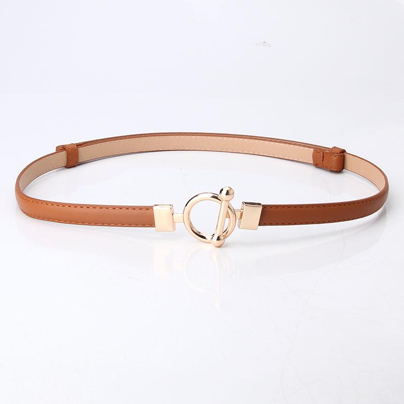Adjustable Dark Leather Decorative Belt for Women - Fashionable Accessory for Dresses and Sweaters In Stock