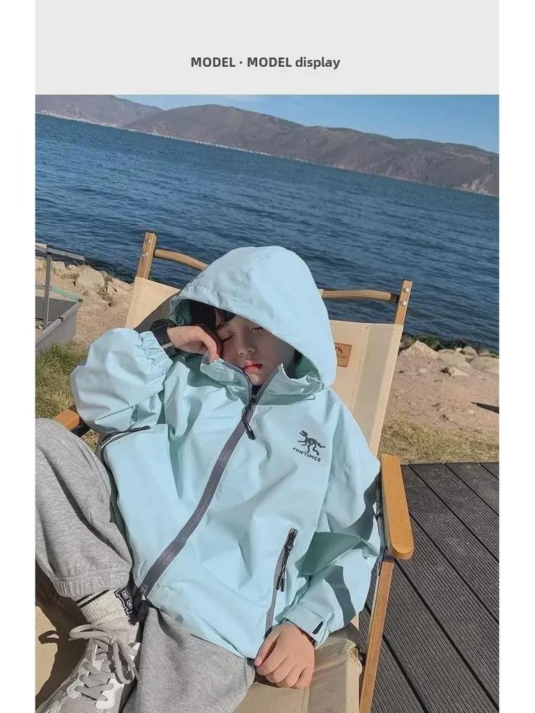 Куртка с капюшоном для мальчиков весна-осень 2024 г. - модная детская верхняя одежда