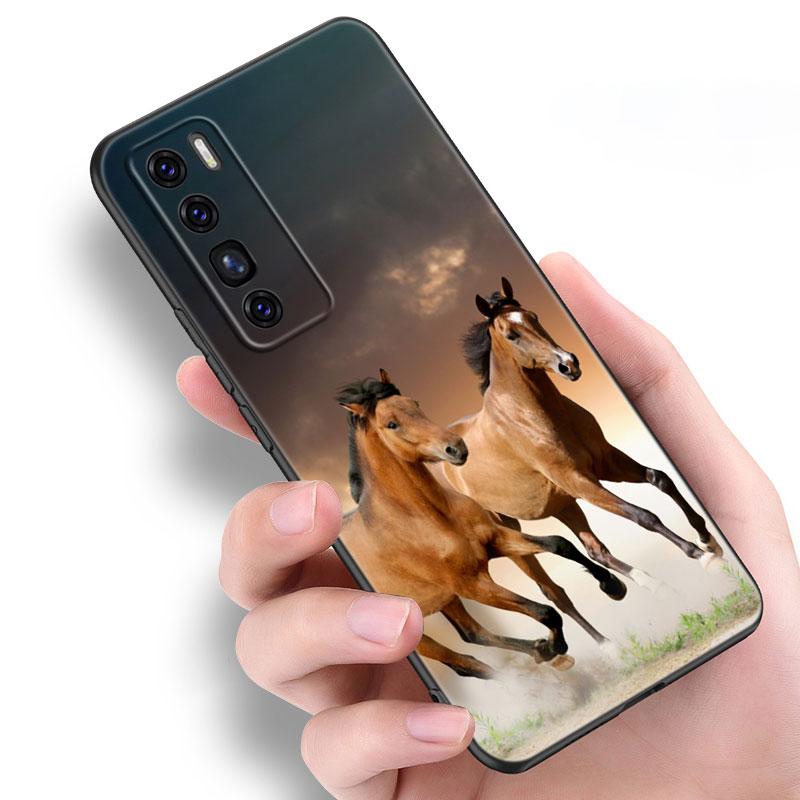 Horses Running Case For Huawei NOVA 8 9 Pro 8i 7i 7SE Y60 5T Mate 40 30 20 10 Lite Honor 50 30 Premium Pro Plus 30S Black Cover