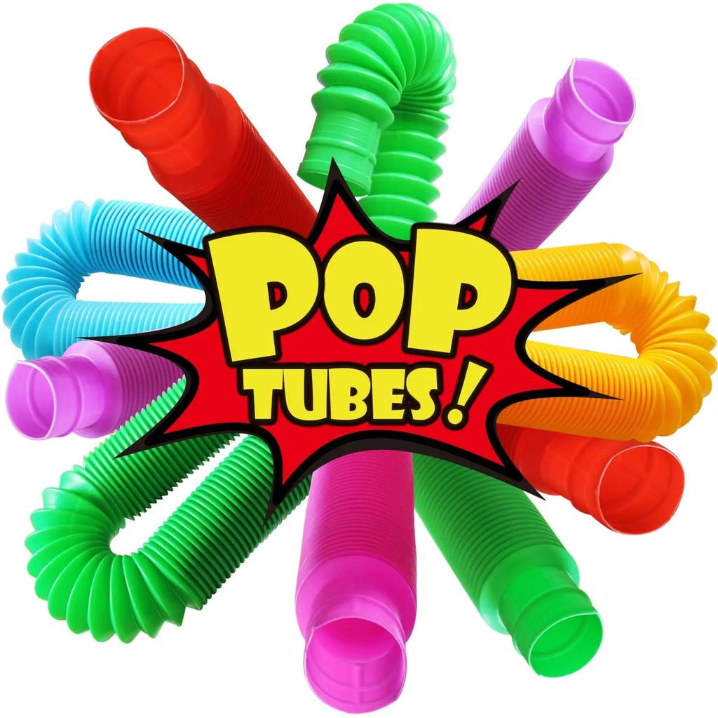 Набор из 4 сенсорных антистресс-игрушек Pop Tube 4 шт. случайных цветов, сверхпрочные, для конструирования, развивающие игрушки для стресса, аутизма, СДВГ