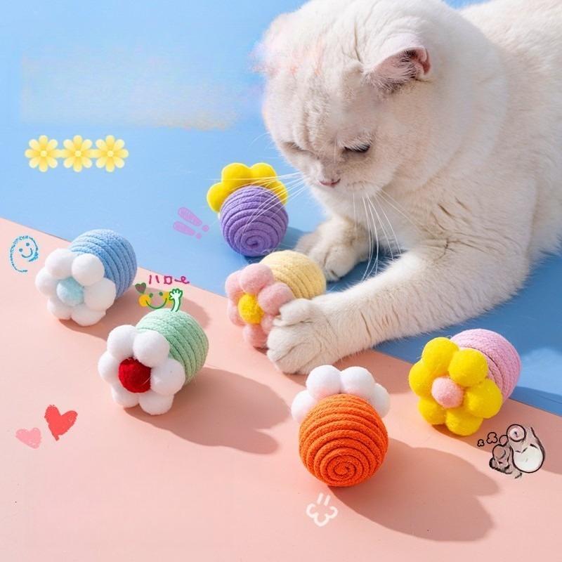 Мячик-игрушка для кошки для самостоятельных игр снимающий скуку дразнилка палочка с веревкой хлопчатобумажная веревка игрушка для стачивания зубов артефакт потребляющий физическую энергию