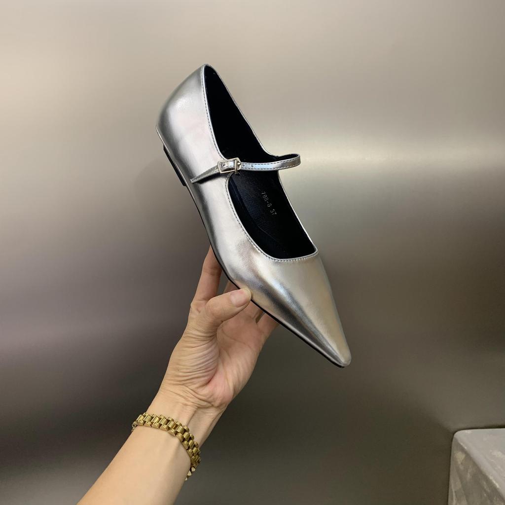 Модные балетки для женщин 2025 Весна Осень Новые туфли Мэри Джейн Низкий каблук Остроносые На плоской подошве Женская обувь Большой размер 42 43 44