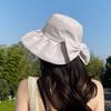 Новая маленькая стандартная шляпа-панама с бантом, летняя солнцезащитная шляпа от солнца, универсальная шляпа-панама, для путешествий на открытом воздухе, отпуска, пляжа, тренд