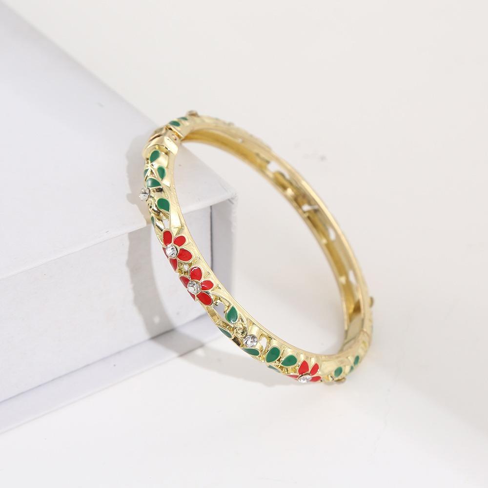 Colorful Enamel Bangle Vintage Flower Enamel Bangle Cloisonne Bracelet Party Jewelry
