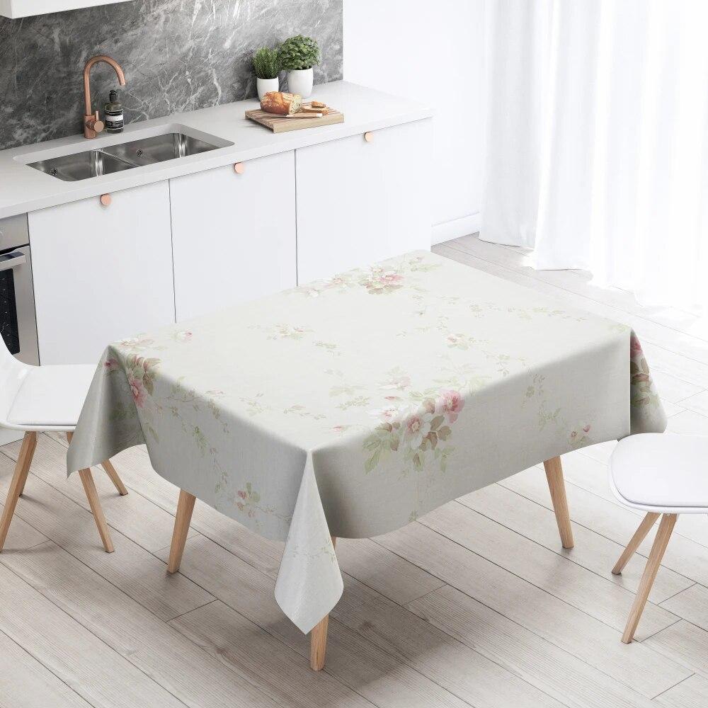 Цветочная скатерть для домашнего декора, устойчивая к пятнам, водонепроницаемая, украшение для стола, прямоугольная кухонная столешница для камина
